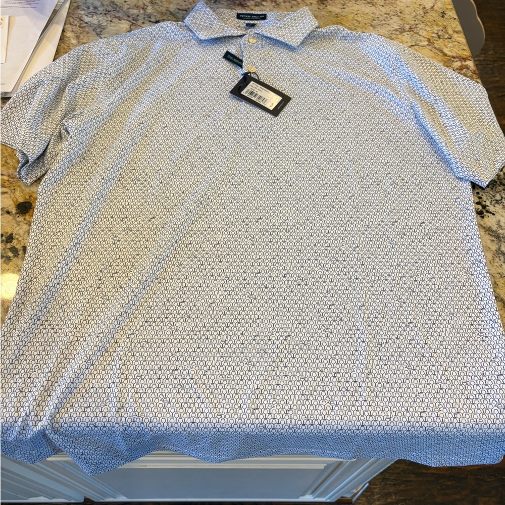 Peter Millar Blue Polo Shirt with Classic Collar